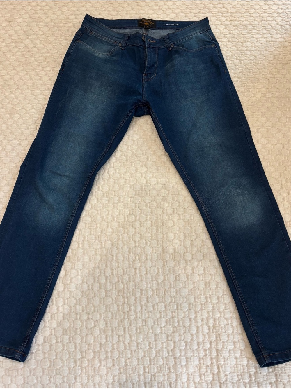 Copper and Oak Slim Straight Men's Jeans in Deep Blue